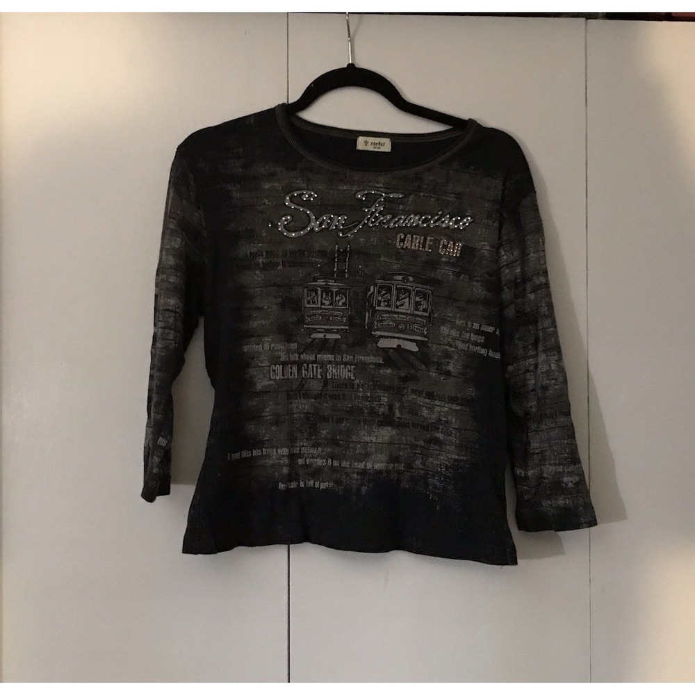 VTG Cactus Large San Francisco Bedazzled Mid Sleeve T Shirt 18 X 21